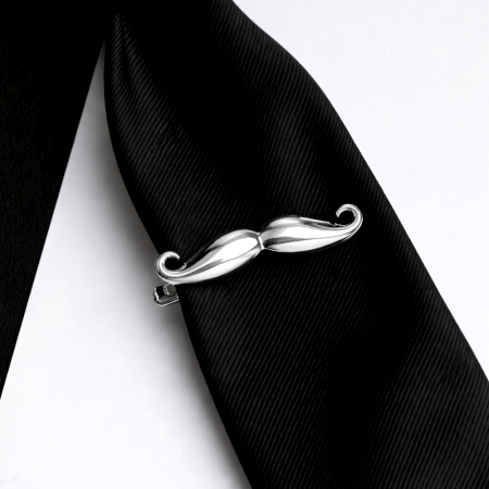 Handmade 925 Sterling Silver Moustache Design Tie Bar